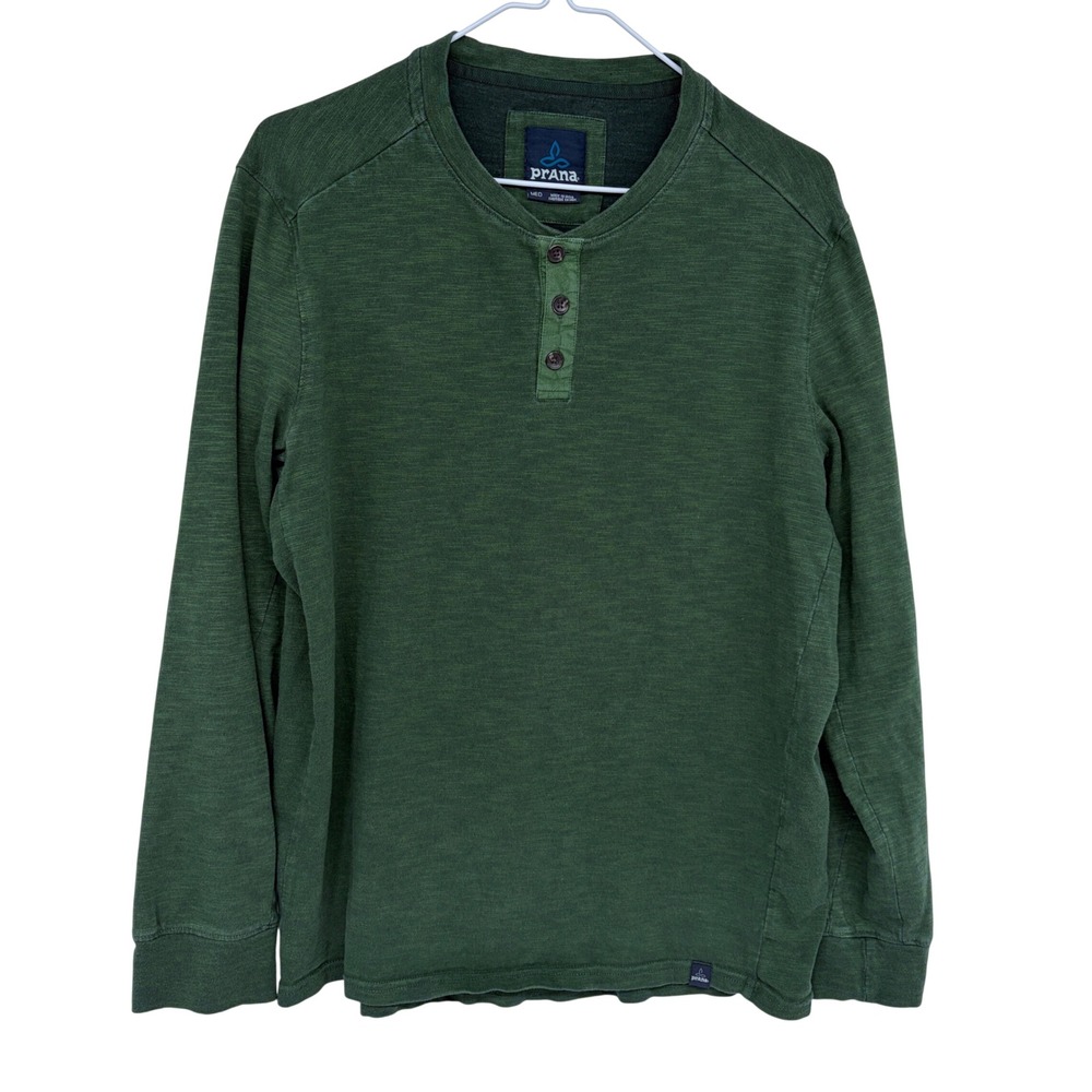 Green prAna Long Sleeve Henley Shirt Medium Casual Outdoor